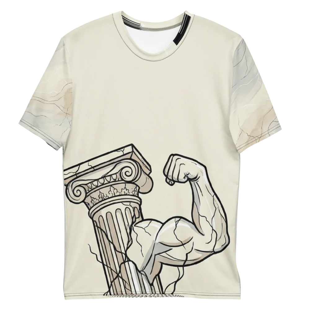Antike Säule Bizeps T-Shirt — Marmor Kraft Vintage