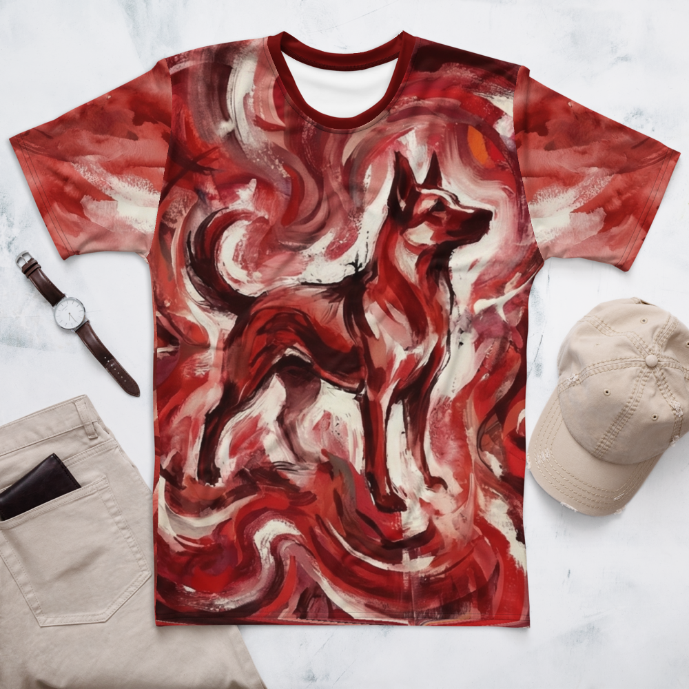 Expressives Hund-Gemälde — Feuer Pinselstrich Rot T-Shirt