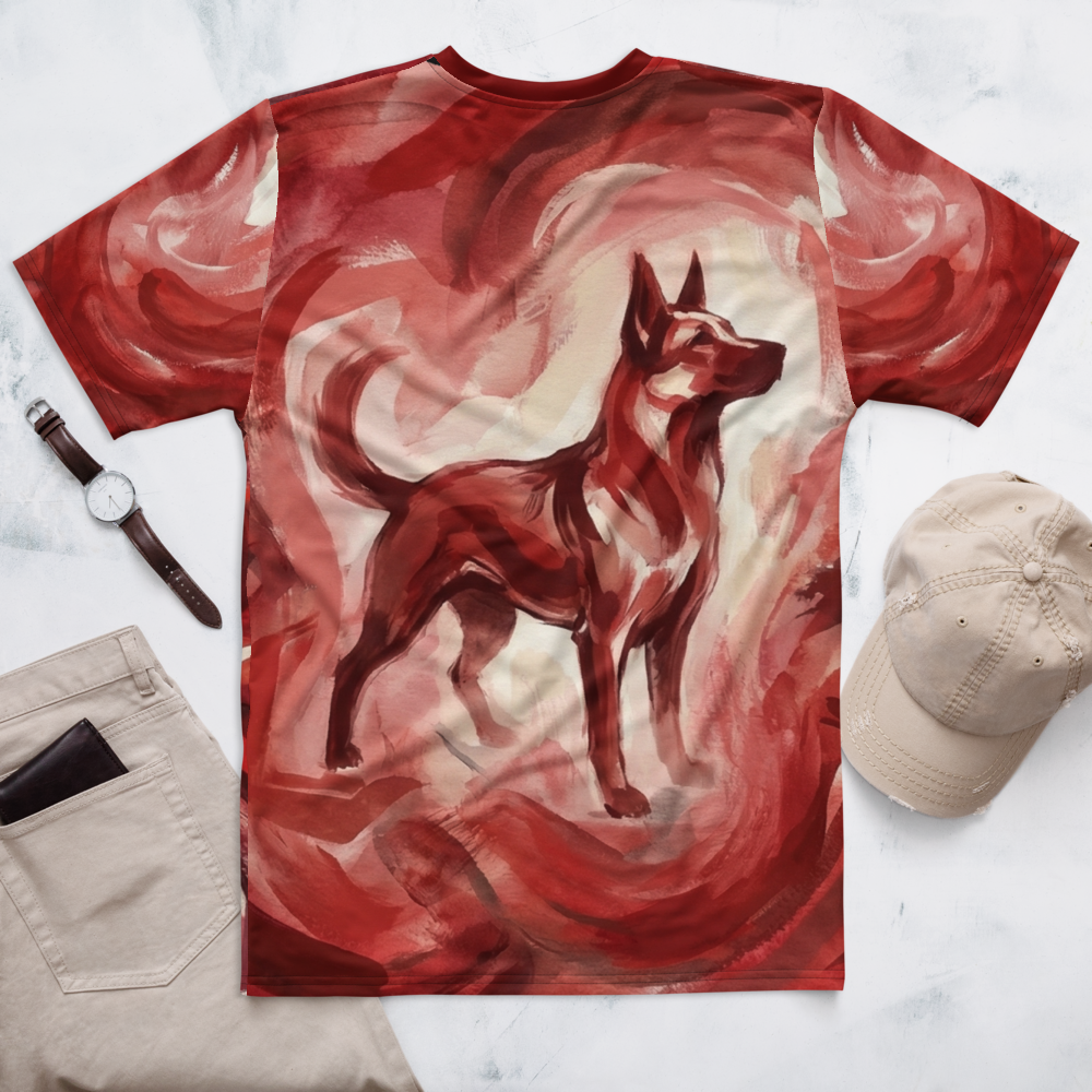 Expressives Hund-Gemälde — Feuer Pinselstrich Rot T-Shirt