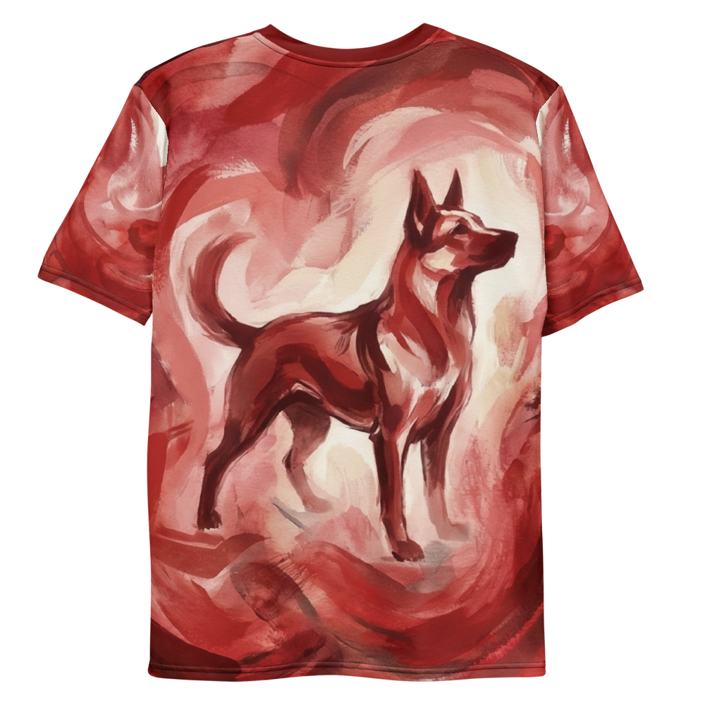Expressives Hund-Gemälde — Feuer Pinselstrich Rot T-Shirt