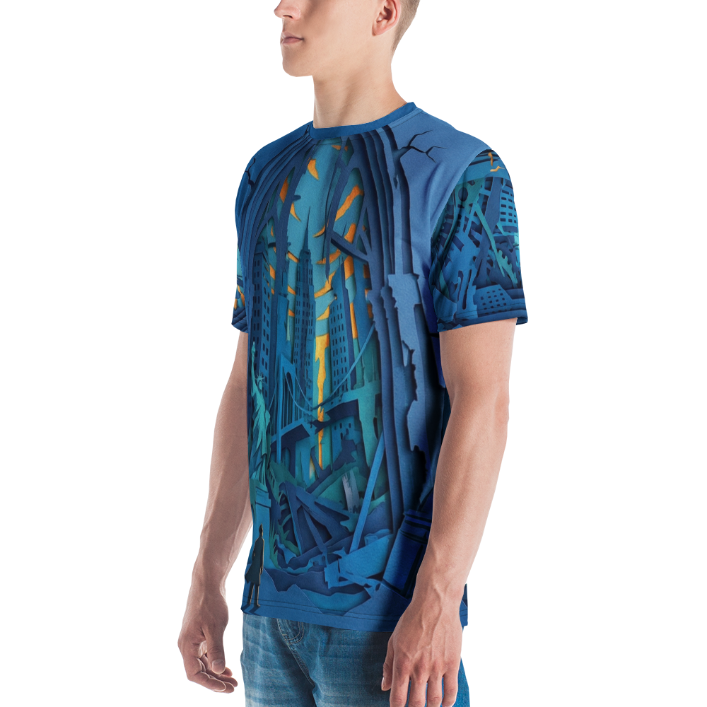 Dystopische Metropole T-Shirt – 3D Paper-Cut Art