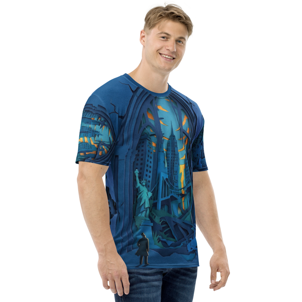 Dystopische Metropole T-Shirt – 3D Paper-Cut Art