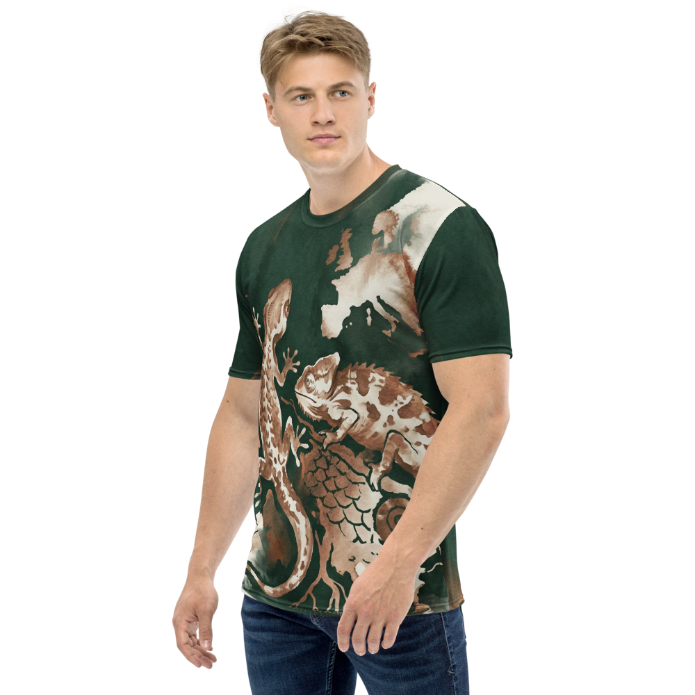 Aquarell Reptilien T-Shirt – Gecko & Chamäleon