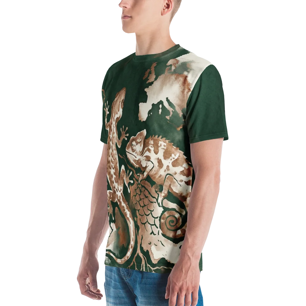 Reptilien Aquarell T-Shirt — Gecko Chamäleon Karte — Ansicht 5