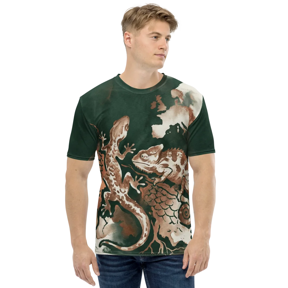 Reptilien Aquarell T-Shirt — Gecko Chamäleon Karte — Ansicht 8