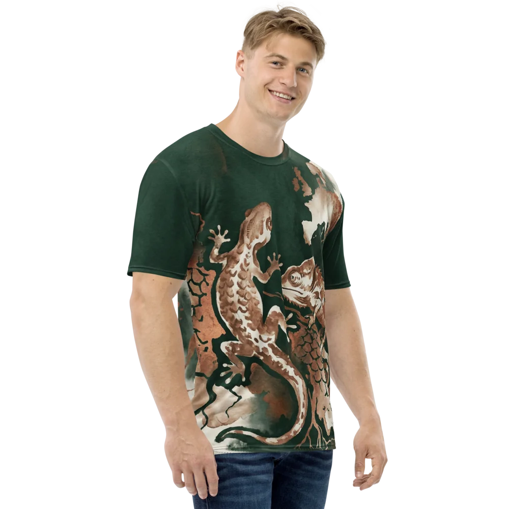 Reptilien Aquarell T-Shirt — Gecko Chamäleon Karte