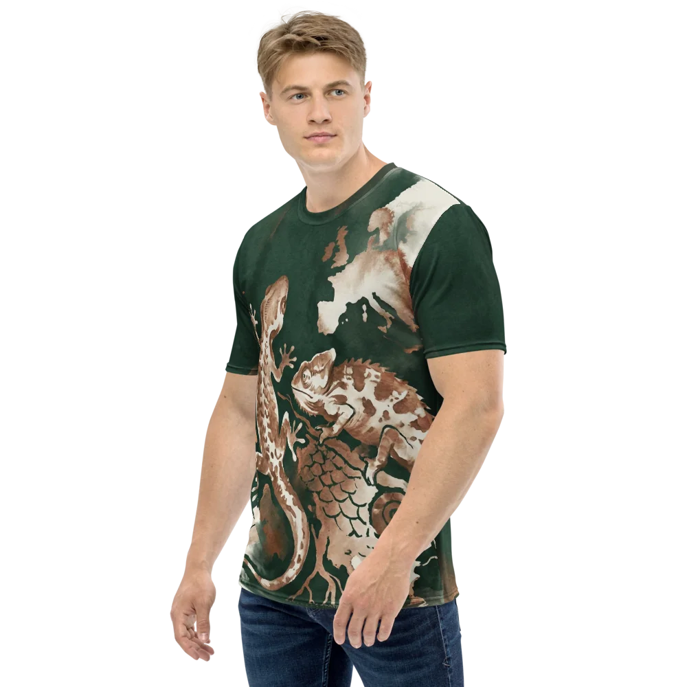 Reptilien Aquarell T-Shirt — Gecko Chamäleon Karte
