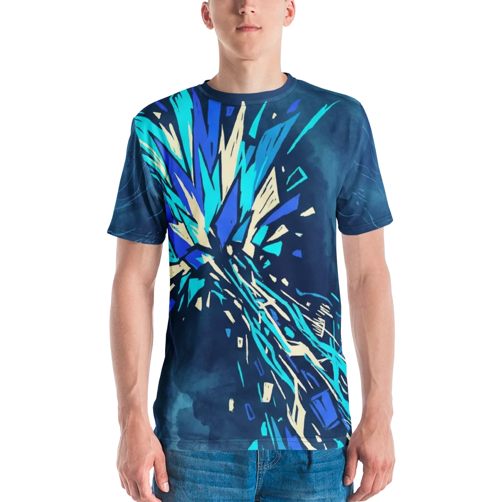 Energie-Explosion T-Shirt — Sci-Fi Kristall Blau