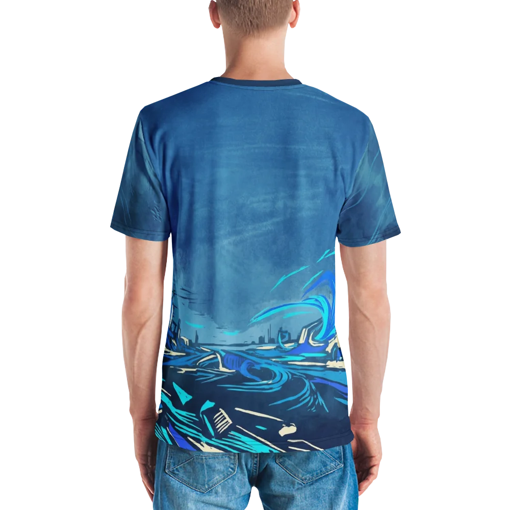 Energie-Explosion T-Shirt — Sci-Fi Kristall Blau — Ansicht 7