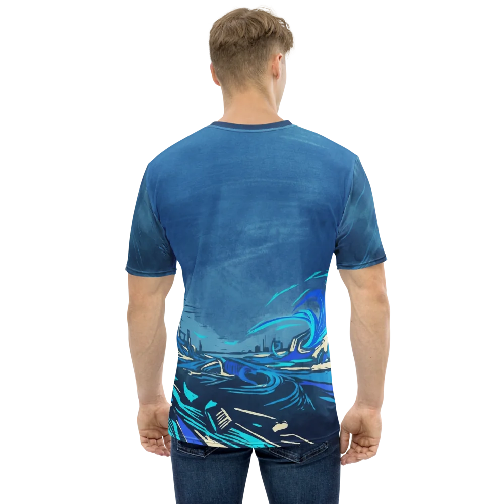 Energie-Explosion T-Shirt — Sci-Fi Kristall Blau