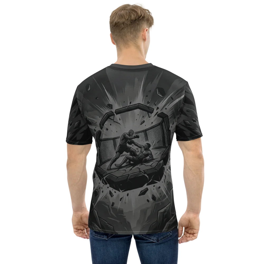 MMA Octagon T-Shirt — Kampf Monochrom Action — Rückseite