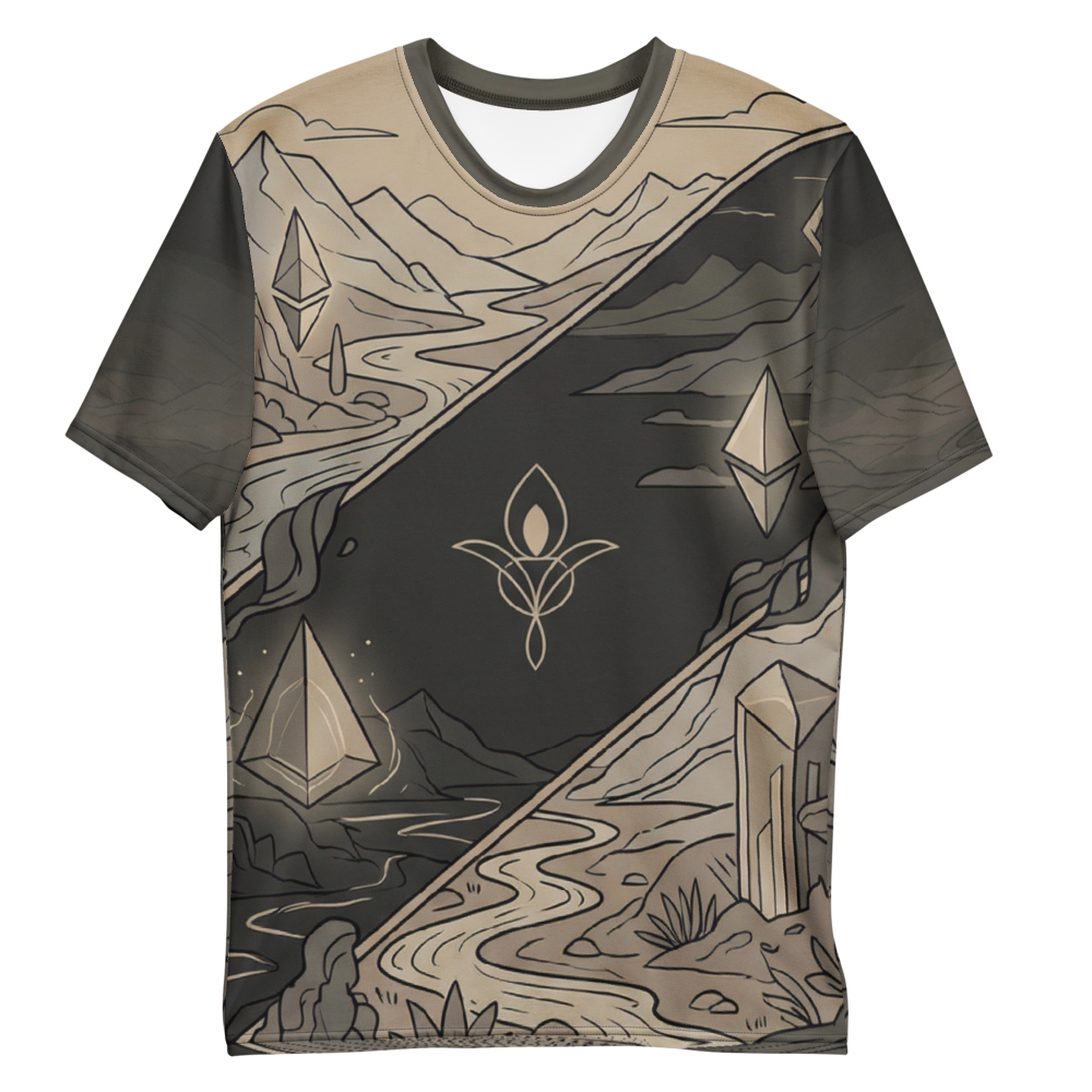 Mystische Kristalle T-Shirt – Diagonale Landschaft