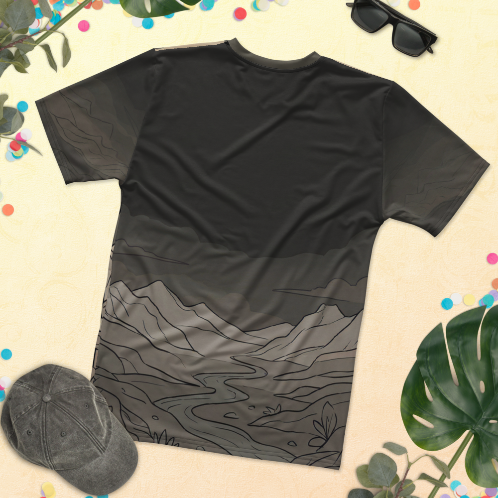Mystische Kristalle Diagonale Landschaft — Sepia T-Shirt