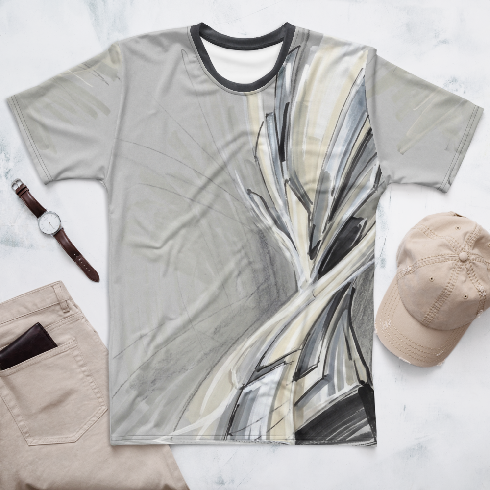 Futuristic Concept Art Sculpture — Grau Creme Abstract T-Shirt