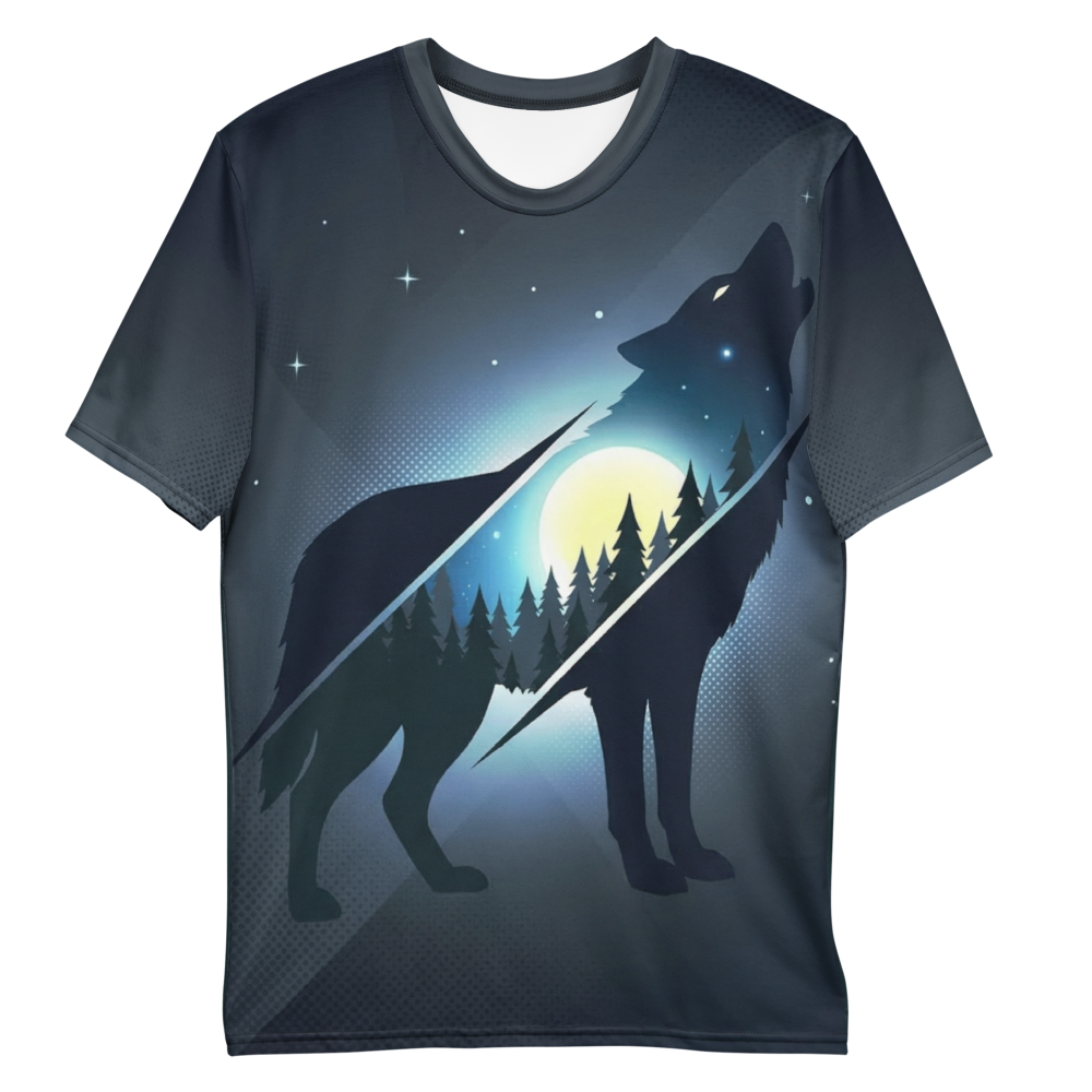 Heulender Wolf T-Shirt – Mystische Waldnacht