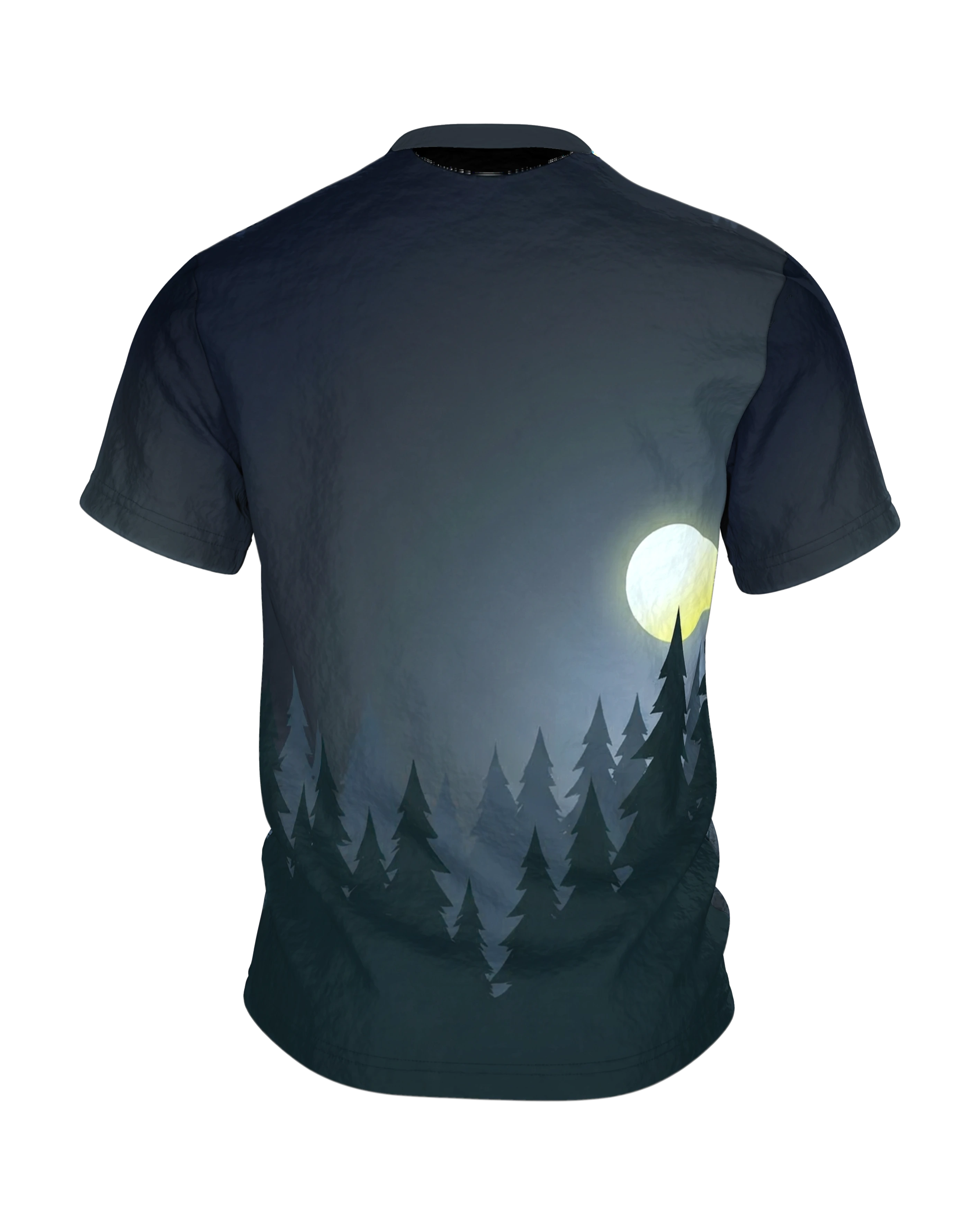 Heulender Wolf T-Shirt: Mondnacht in der Silhouette, Rückseite