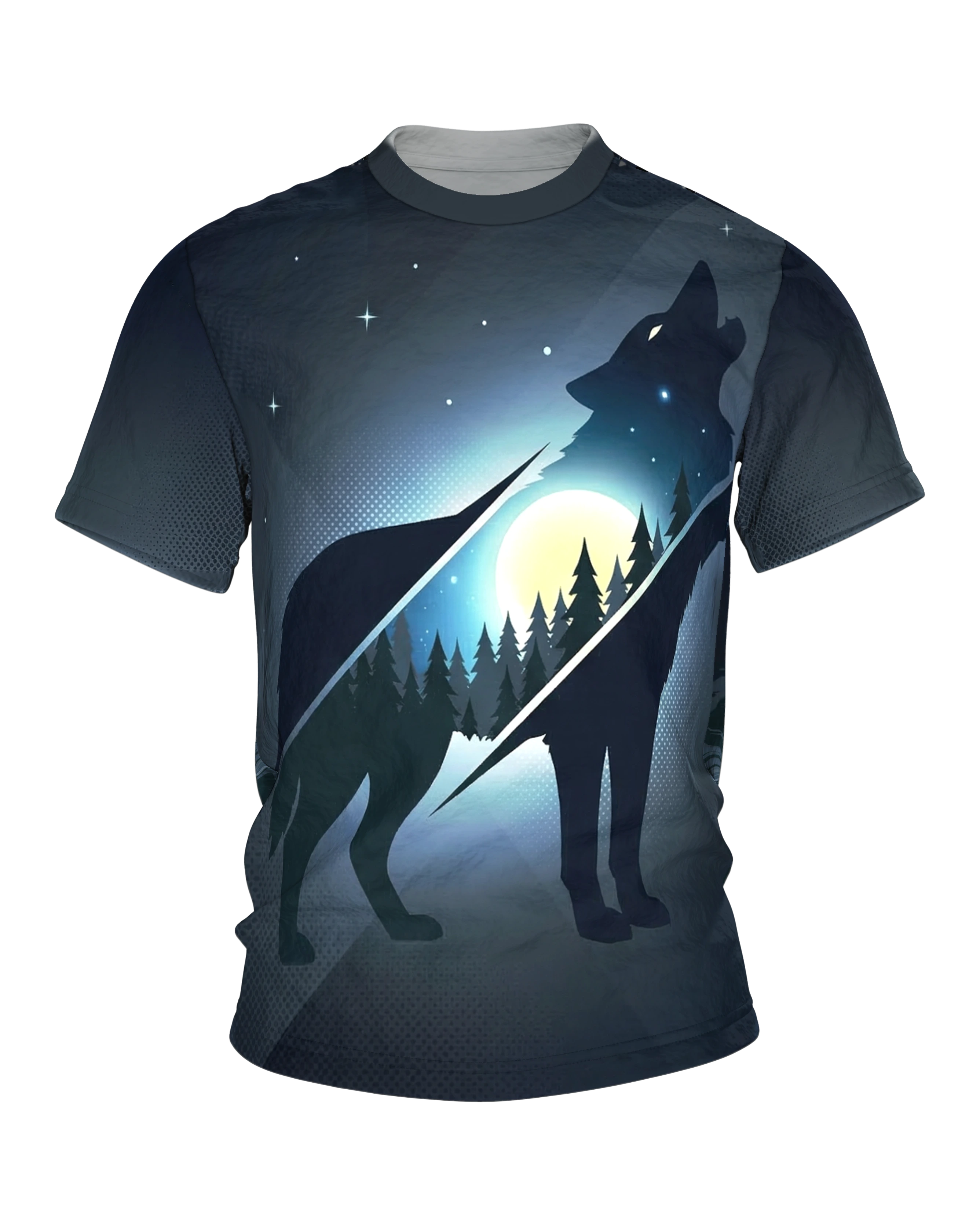 Heulender Wolf T-Shirt: Mondnacht in der Silhouette