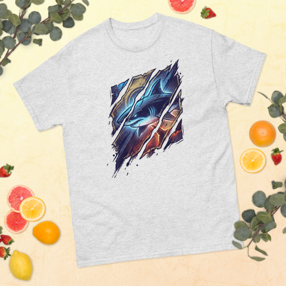 Hai Streetwear Glas-Splitter — Neon Cyberpunk Action T-Shirt