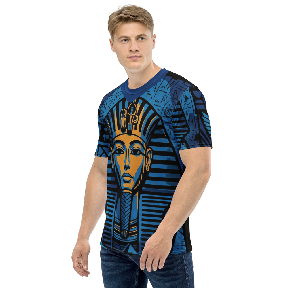Pharao & Pyramide T-Shirt – Blau-Goldene Grafik