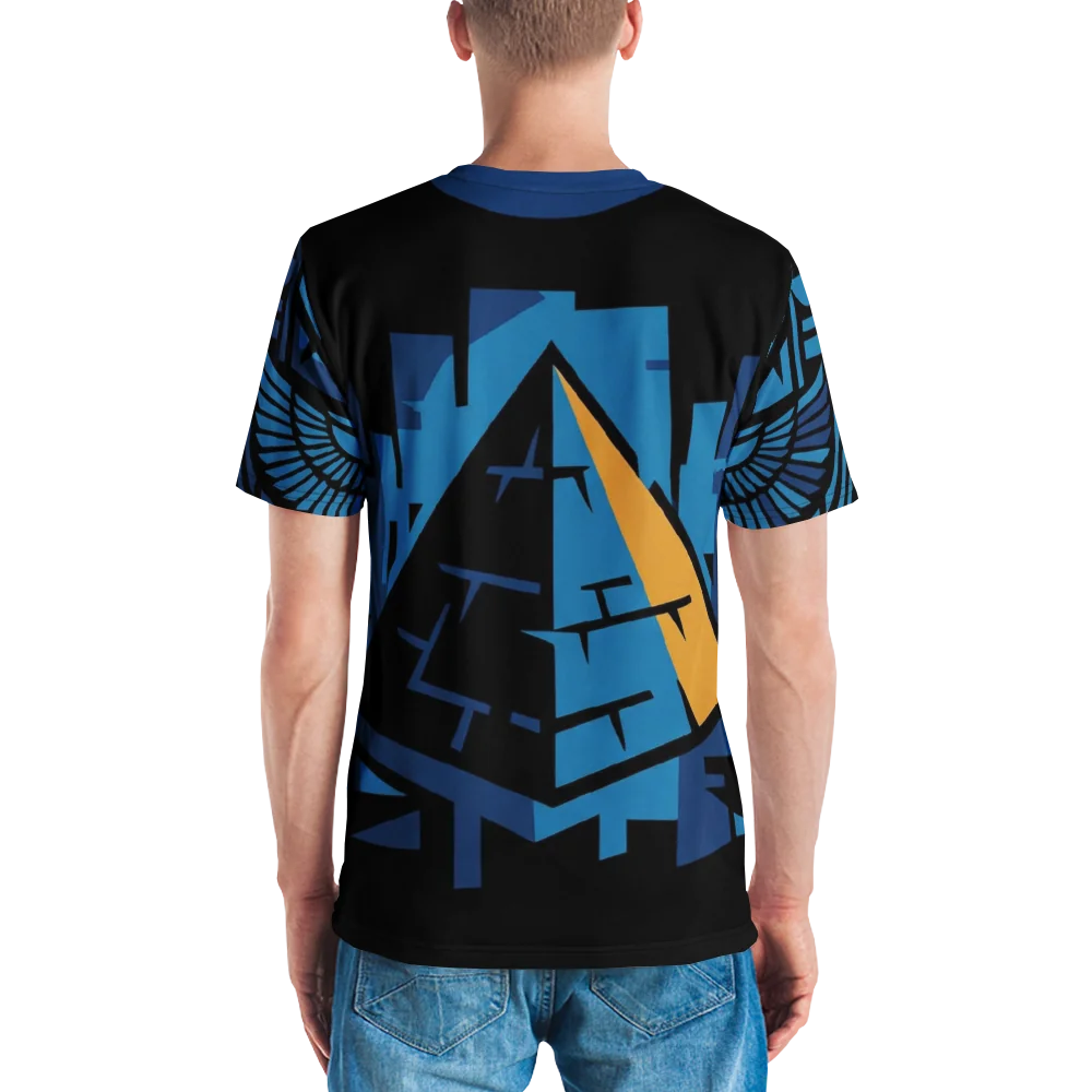 Tutanchamun T-Shirt — Blau Gold Hieroglyphen — Ansicht 7