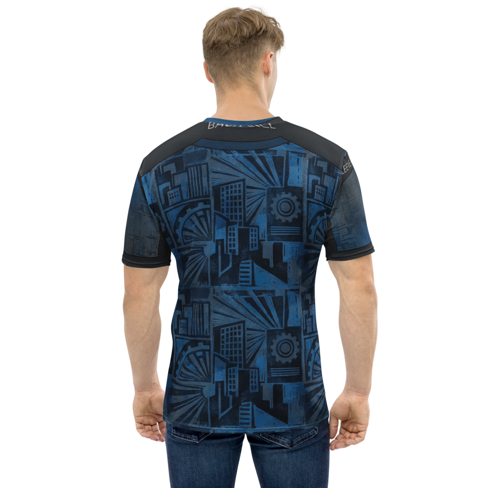 Cyberpunk Metropolis T-Shirt – Dunkelblau