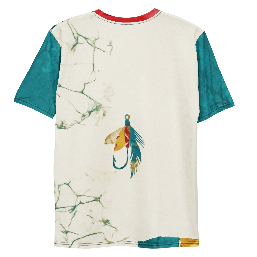 Angelköder Batik-Collage — Türkis Rot Gelb Vintage T-Shirt