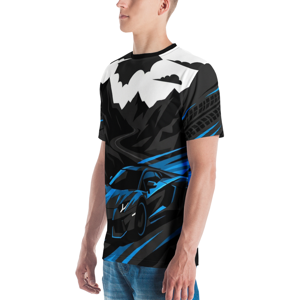 Neonblau Sportwagen T-Shirt – Night Drive Vektor