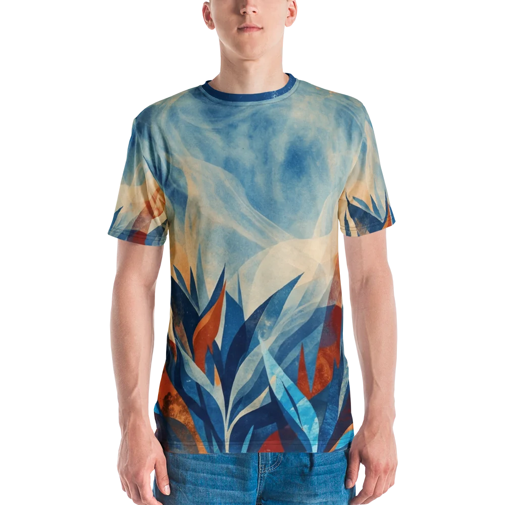 Paper-Cut Botanik T-Shirt — Kupfer Blau Geometrie