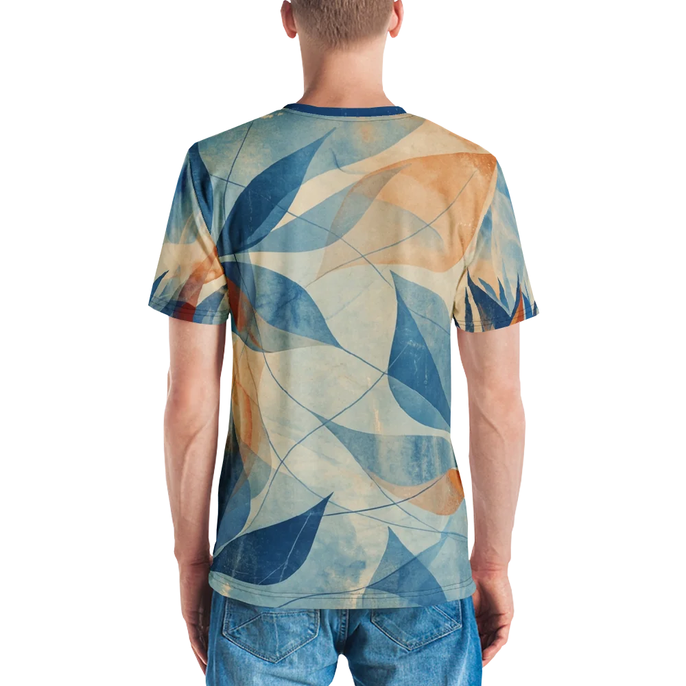 Paper-Cut Botanik T-Shirt — Kupfer Blau Geometrie — Ansicht 7
