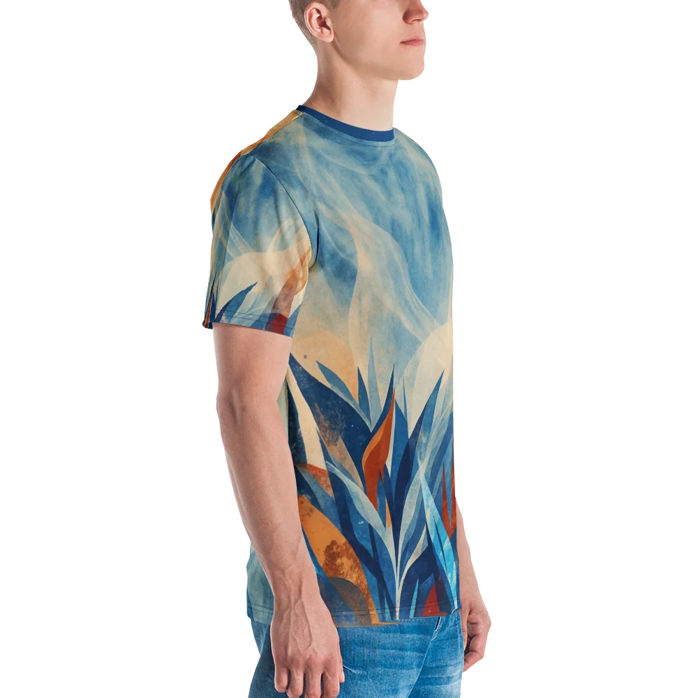 Paper-Cut Botanik T-Shirt — Kupfer Blau Geometrie — Ansicht 6