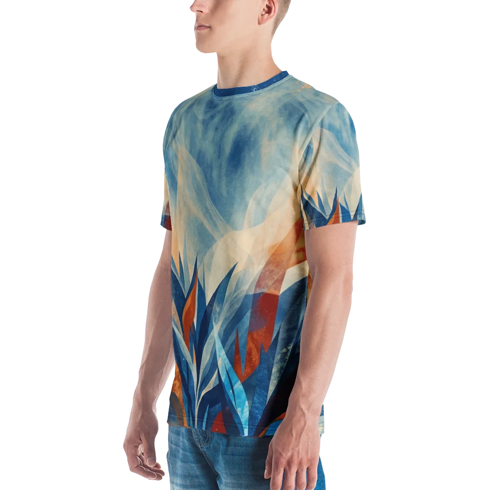 Paper-Cut Botanik T-Shirt — Kupfer Blau Geometrie — Ansicht 5