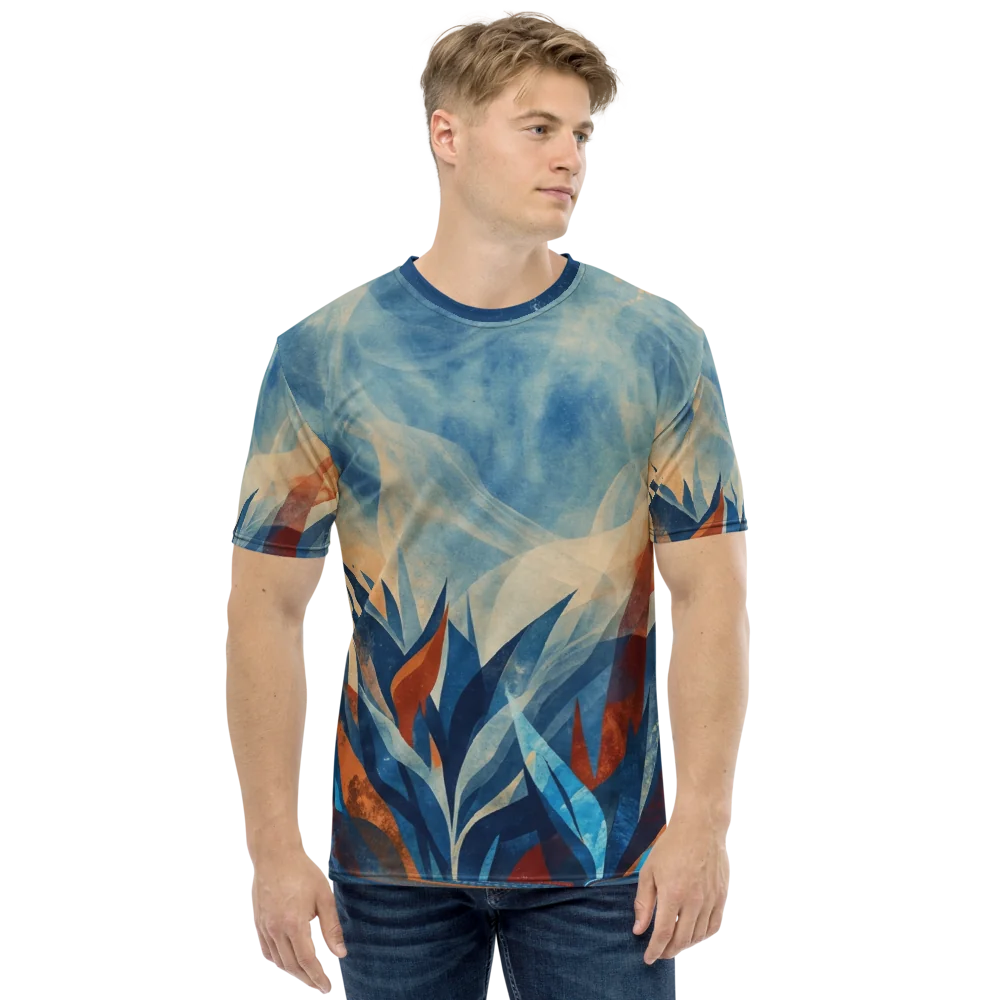 Paper-Cut Botanik T-Shirt — Kupfer Blau Geometrie — Ansicht 8