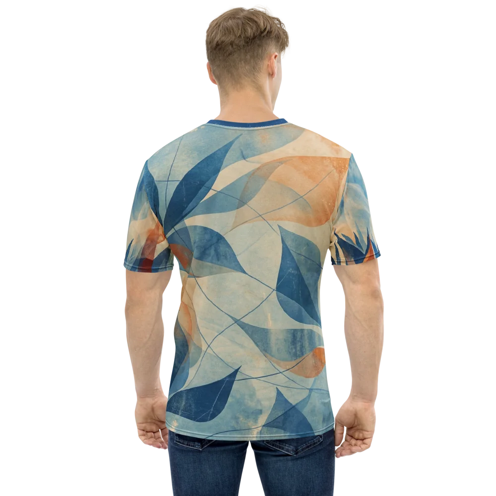 Paper-Cut Botanik T-Shirt — Kupfer Blau Geometrie