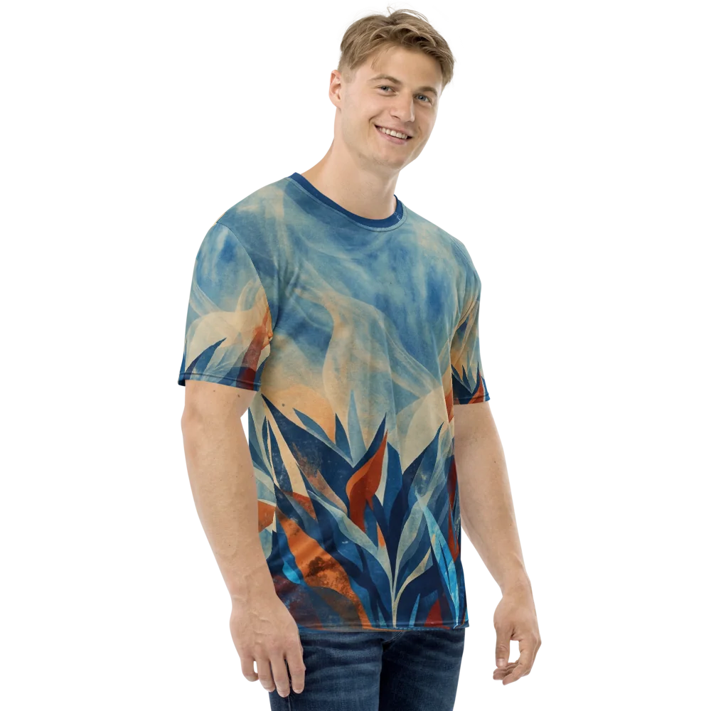 Paper-Cut Botanik T-Shirt — Kupfer Blau Geometrie