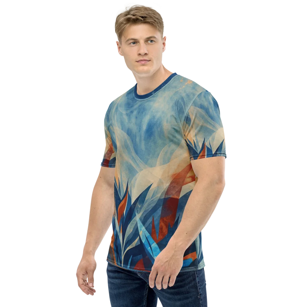 Paper-Cut Botanik T-Shirt — Kupfer Blau Geometrie