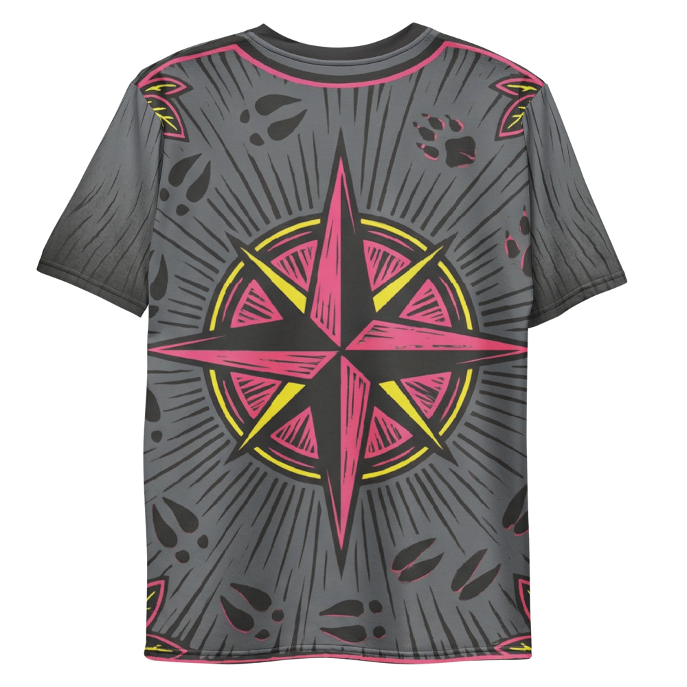 Neon Landschaft Pinke Straße — Linolschnitt Magenta Gelb T-Shirt