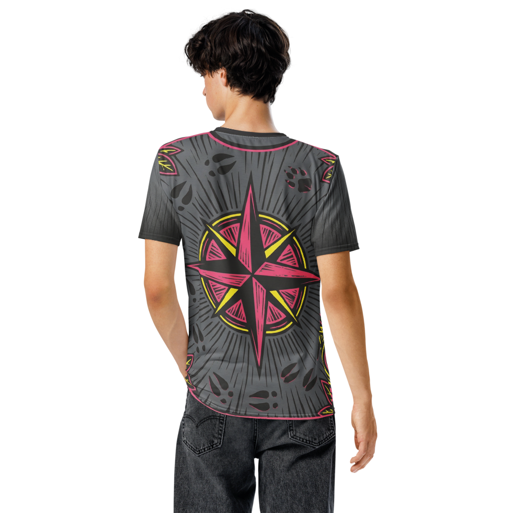 Neon Landschaft Pinke Straße — Linolschnitt Magenta Gelb T-Shirt