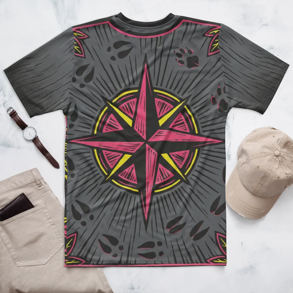 Neon Landschaft T-Shirt — Pinke Straße Linolschnitt — Rückseite