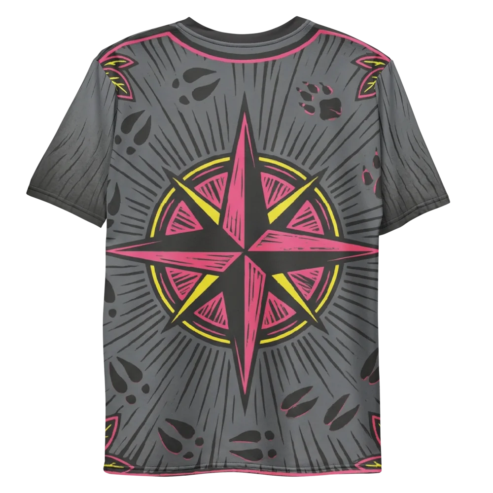 Neon Landschaft T-Shirt — Pinke Straße Linolschnitt