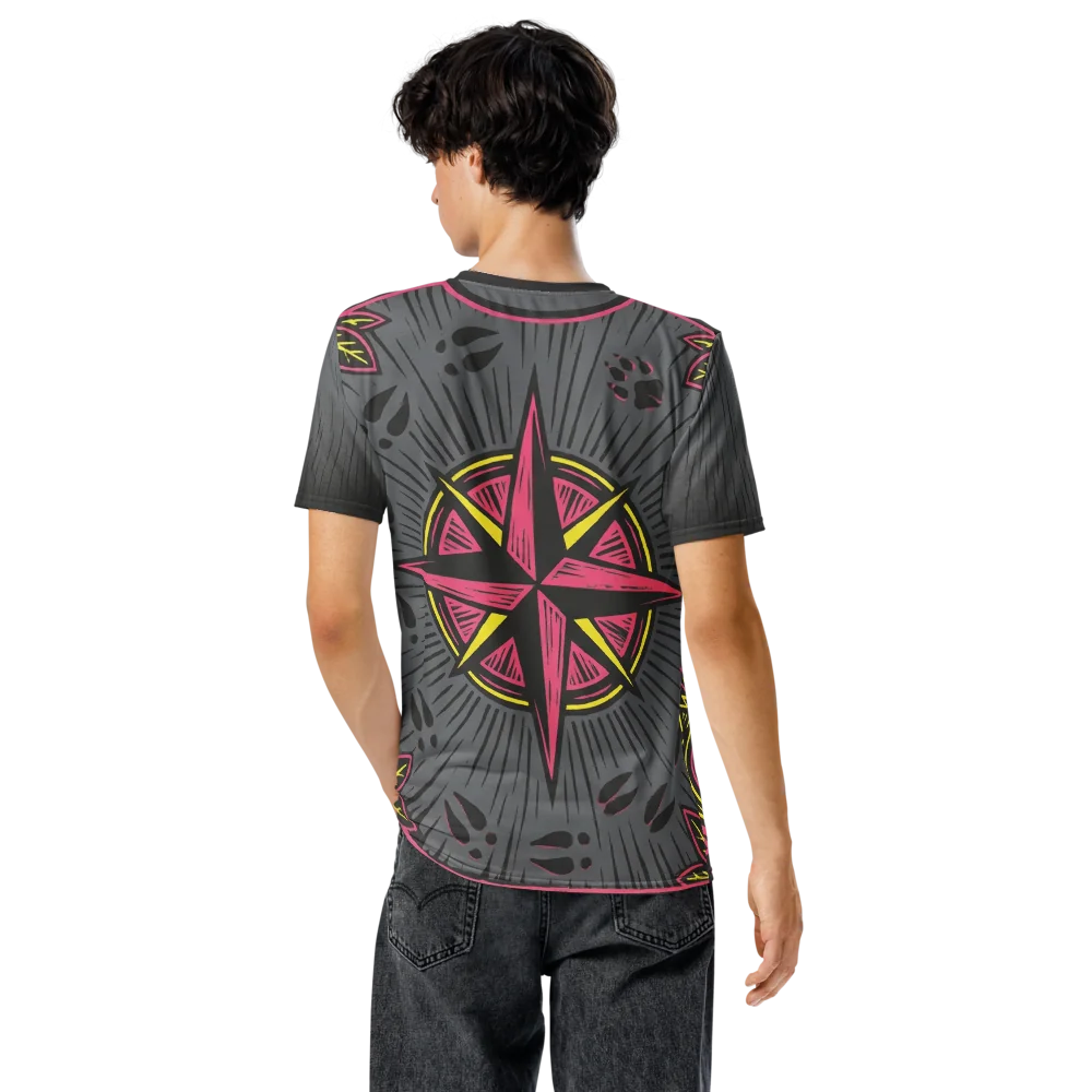 Neon Landschaft T-Shirt — Pinke Straße Linolschnitt — Ansicht 6
