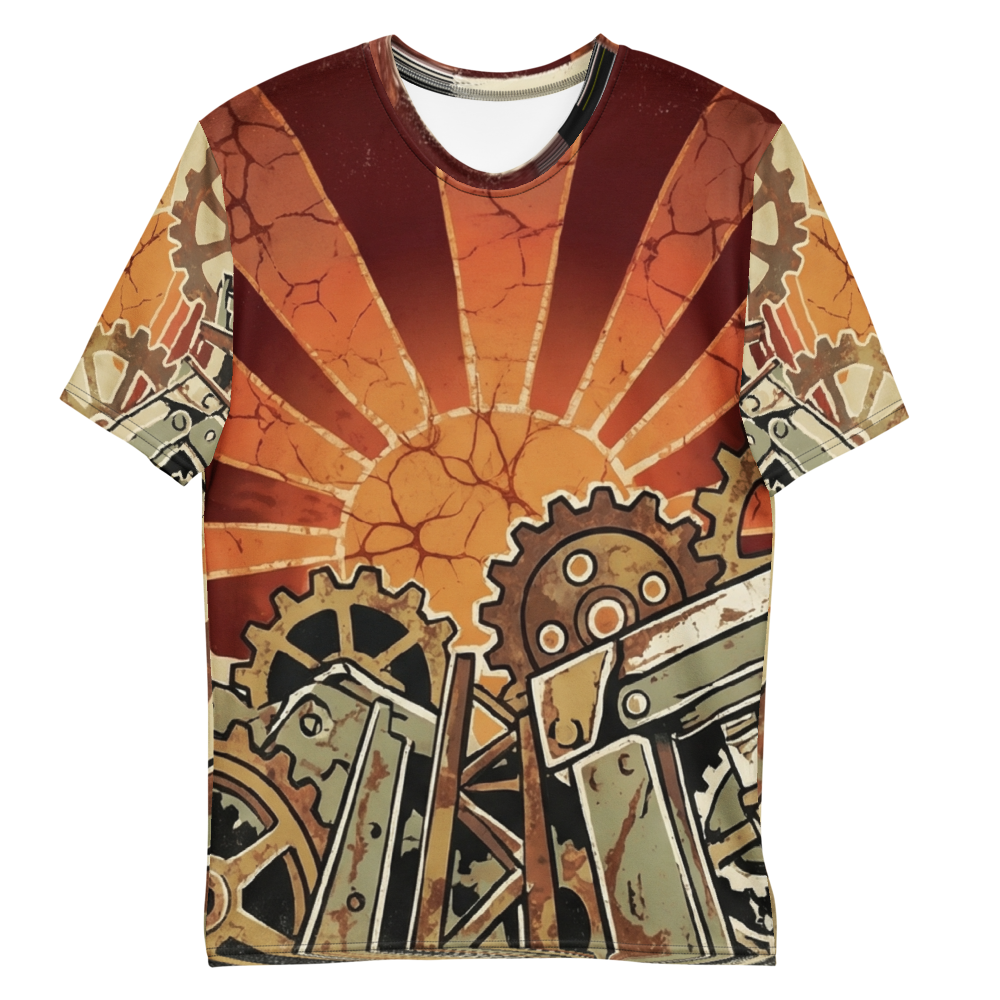 Vintage Industrie Zahnräder T-Shirt – Retro Sonne