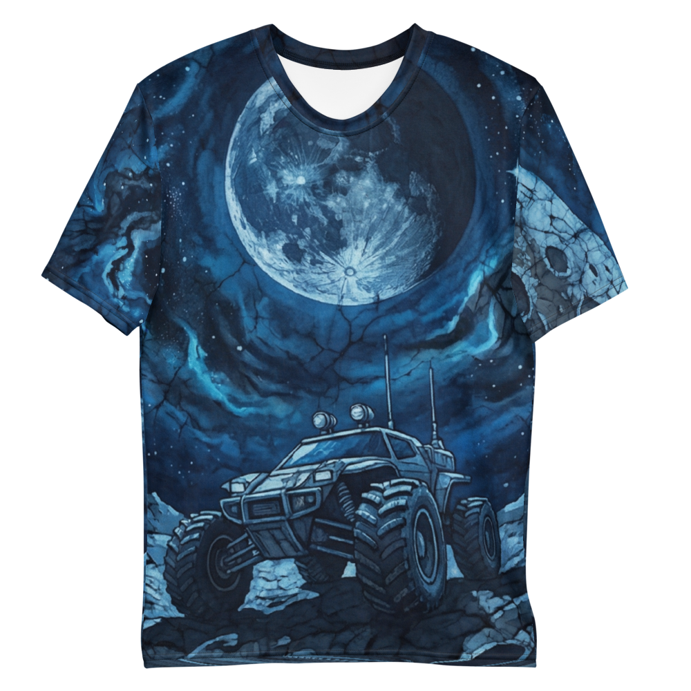 Mondmission Sci-Fi T-Shirt – Lunar Rover in Tiefblau