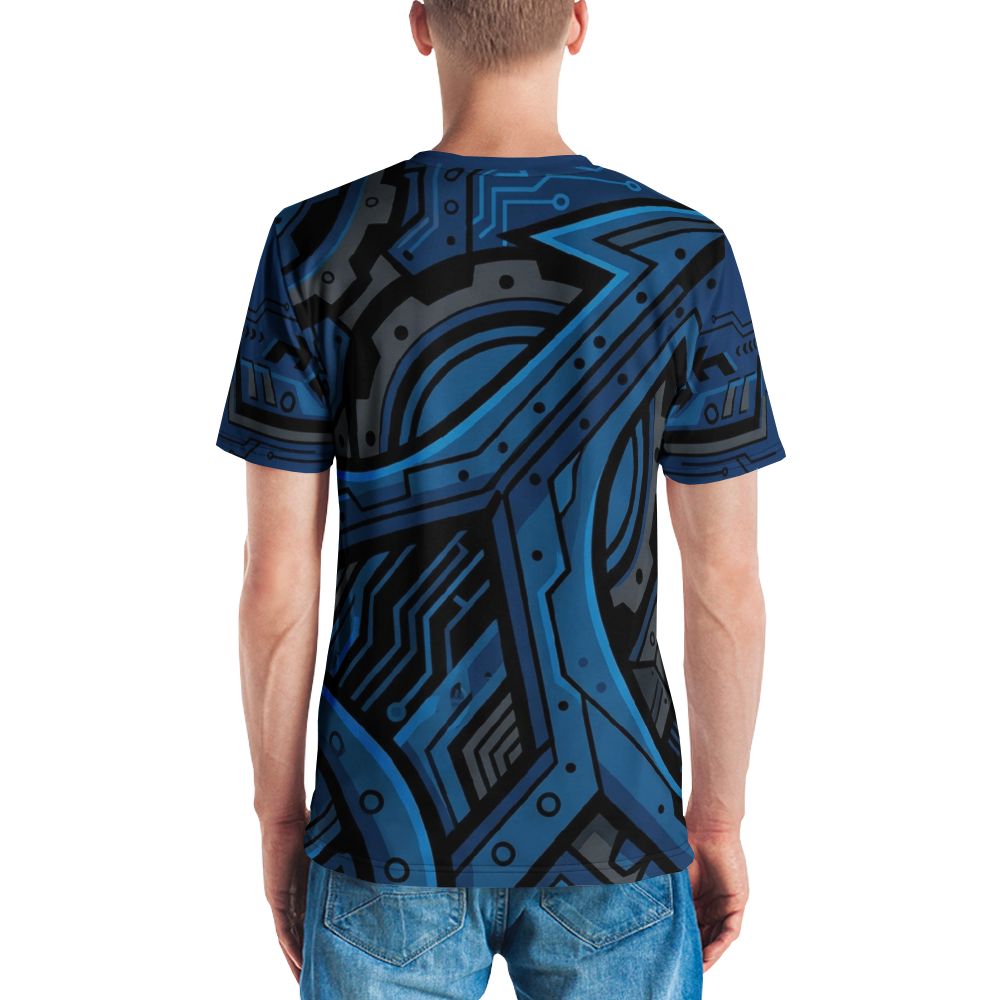 Cybernetic Power Fist T-Shirt – Futuristisches Blau — Ansicht 6