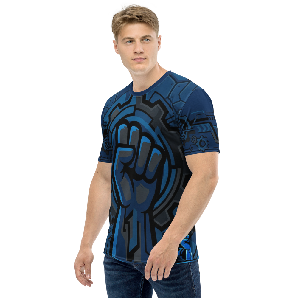 Cybernetic Power Fist T-Shirt – Futuristisches Blau