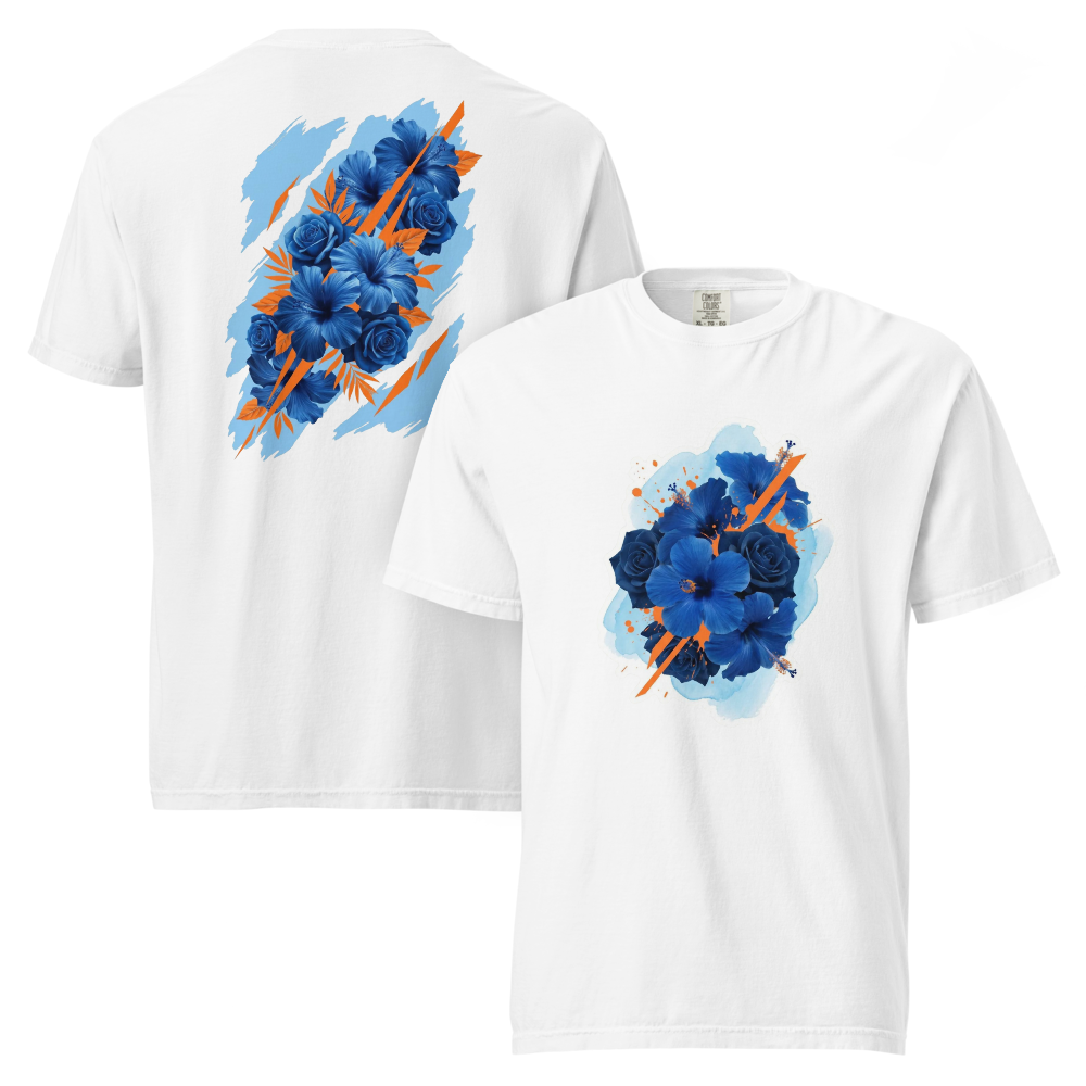 Hibiskus & Rosen im Watercolor-Splash – Floral Streetwear T-Shirt