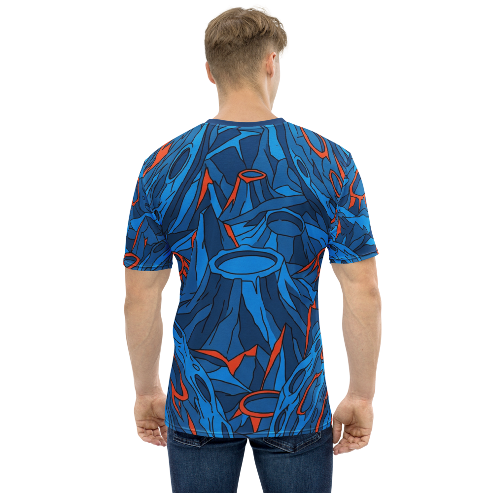 Alien Kratermond mit Grinsen — Comic Blau Orange T-Shirt