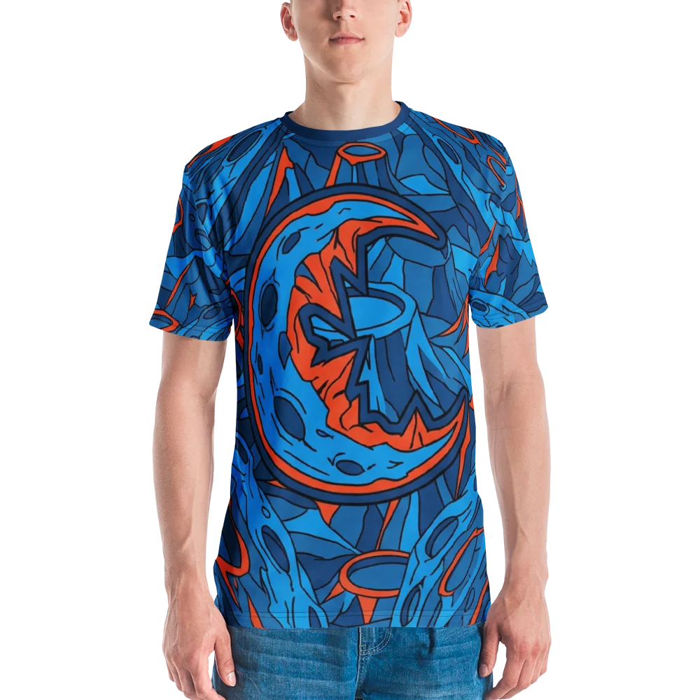 Alien Mond T-Shirt — Comic Blau Orange