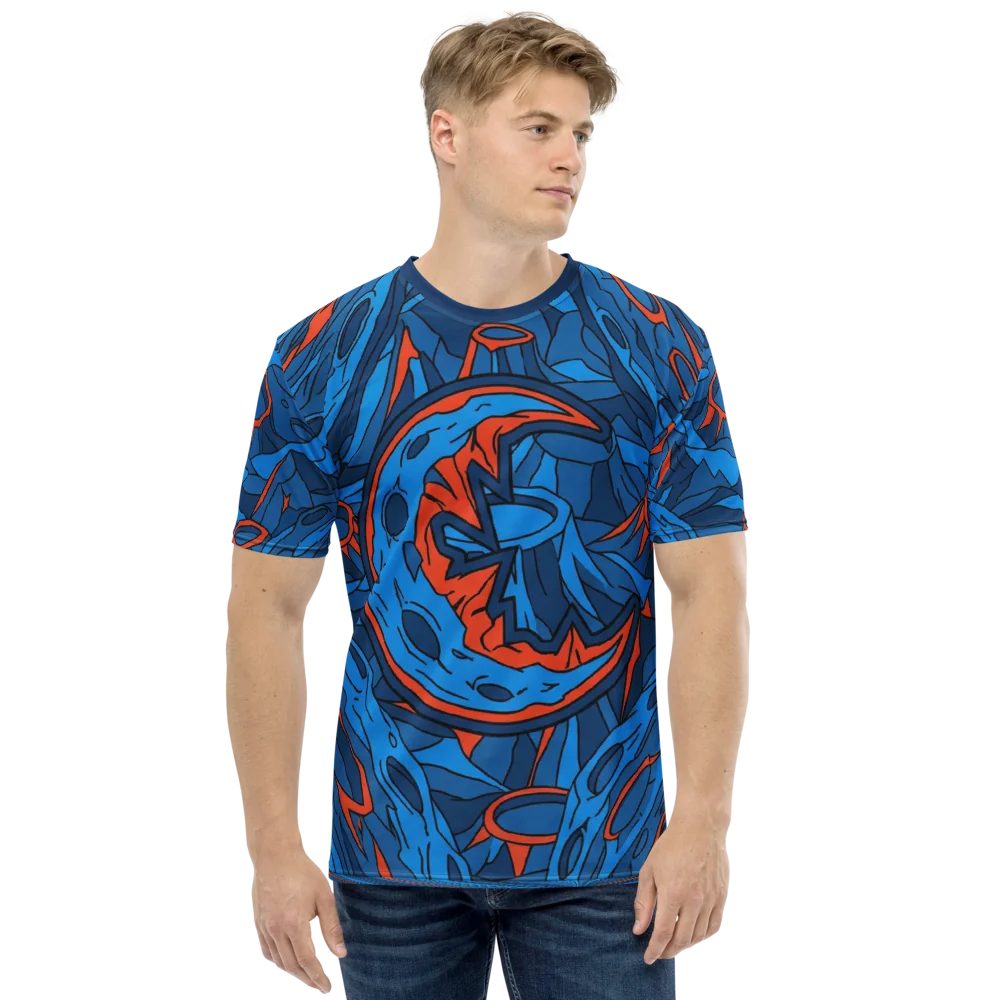 Alien Mond T-Shirt — Comic Blau Orange — Ansicht 8