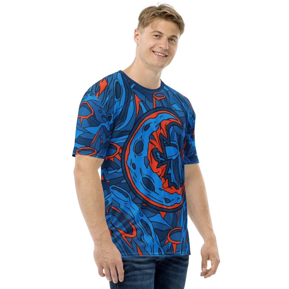 Alien Mond T-Shirt — Comic Blau Orange