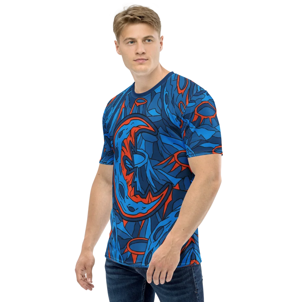 Alien Mond T-Shirt — Comic Blau Orange